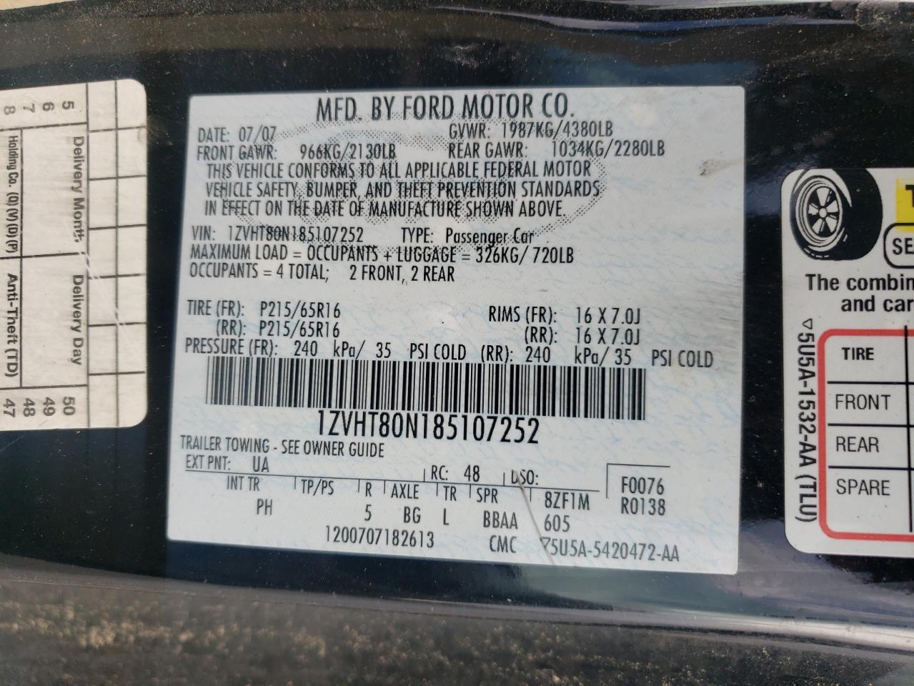 2008 FORD MUSTANG