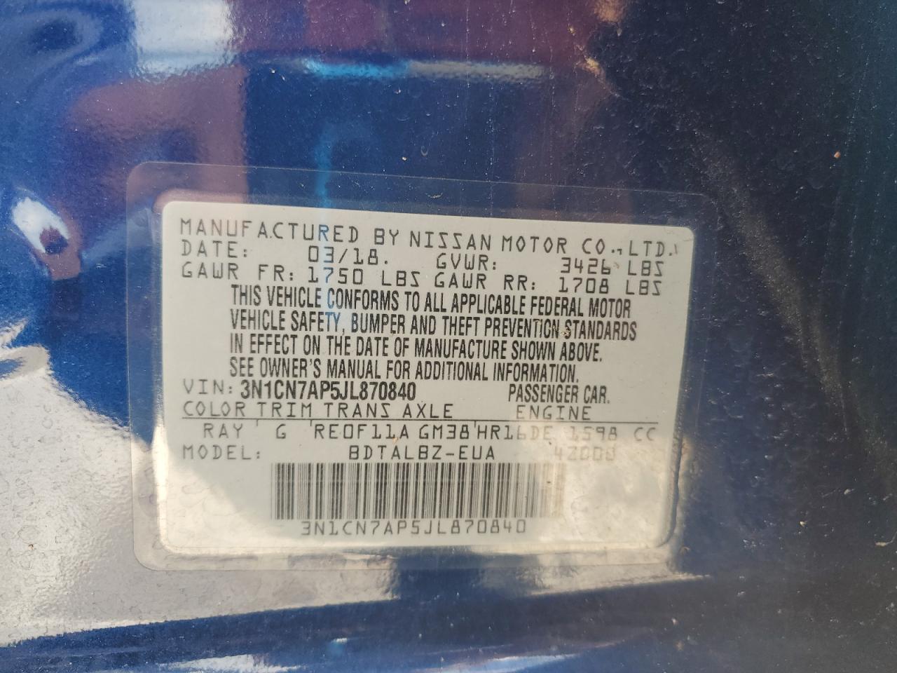 2018 NISSAN VERSA