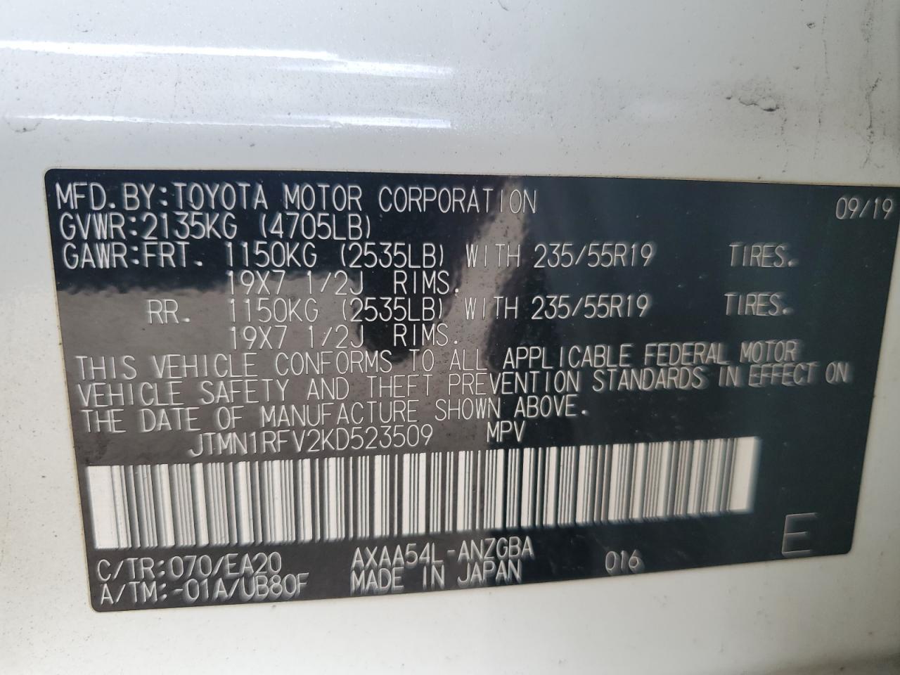 2019 TOYOTA RAV4
