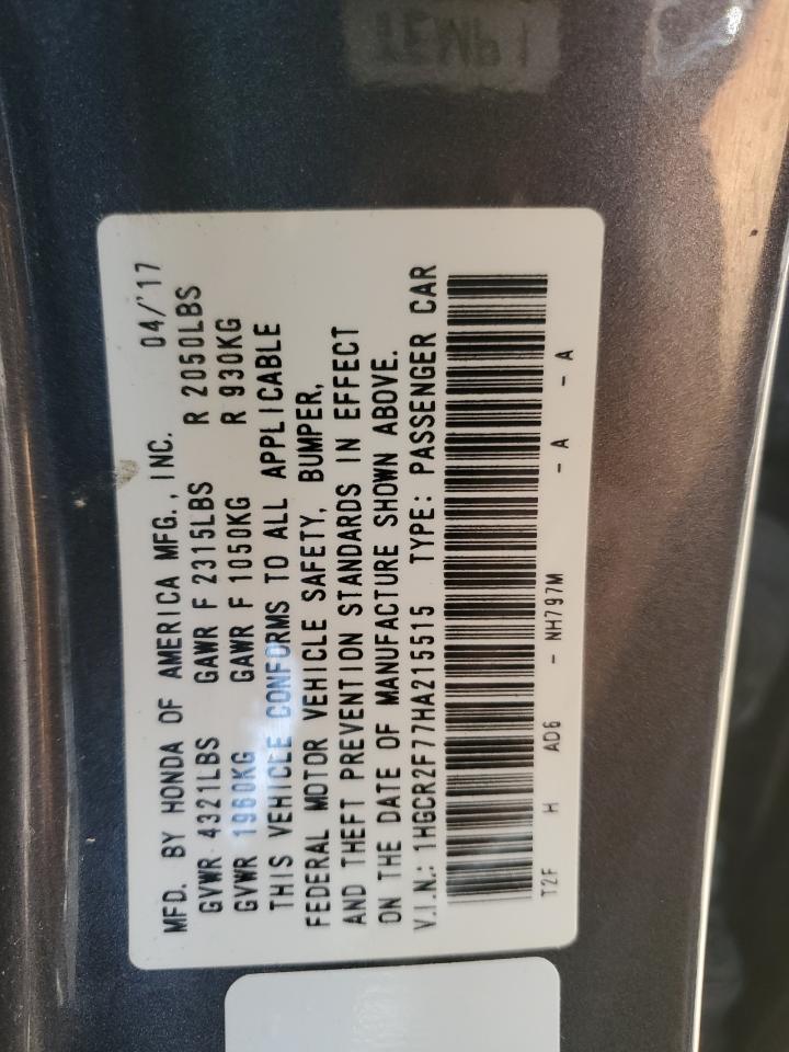 2017 HONDA ACCORD