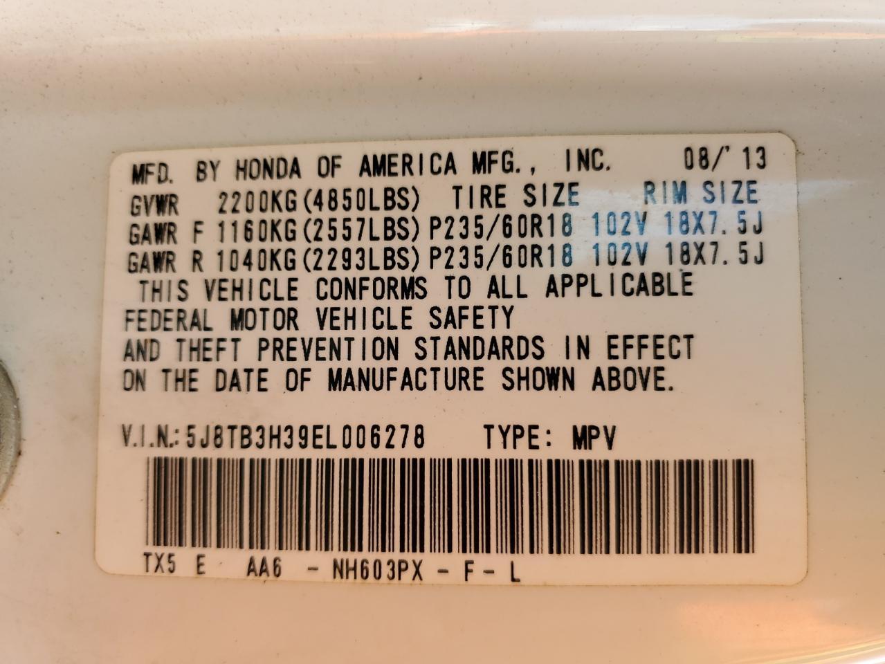 2014 ACURA RDX