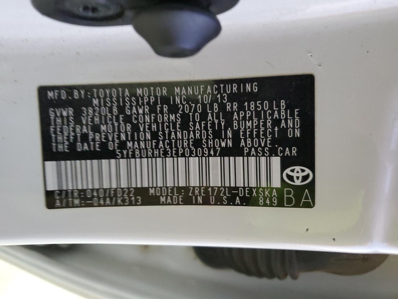 2014 TOYOTA COROLLA