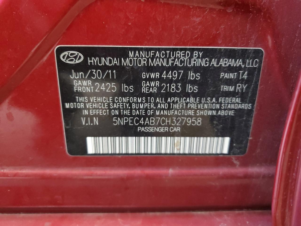 2012 HYUNDAI SONATA