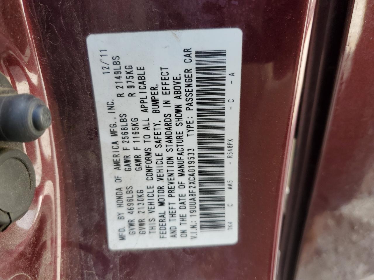 2012 ACURA TL