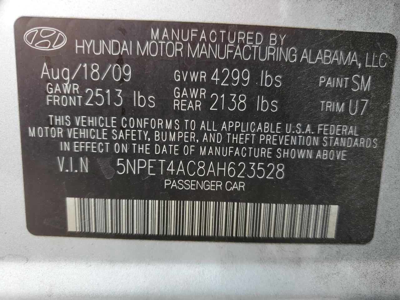 2010 HYUNDAI SONATA