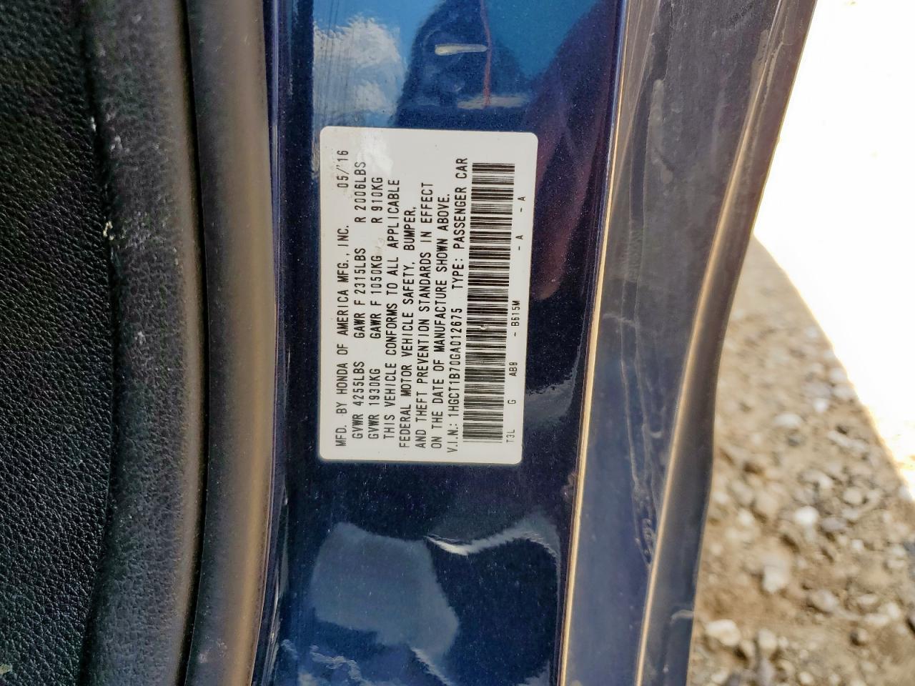 2016 HONDA ACCORD