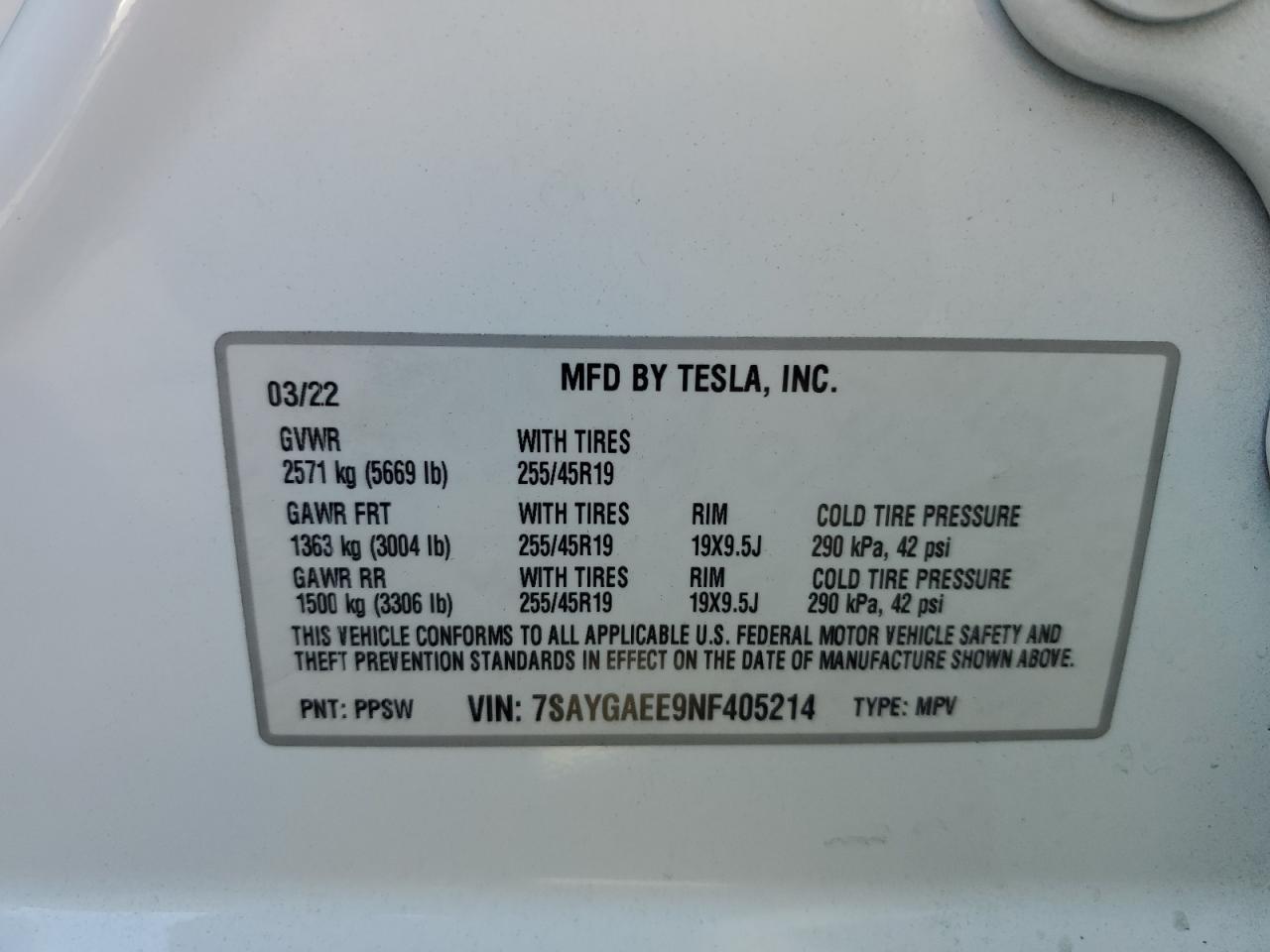 2022 TESLA MODEL Y