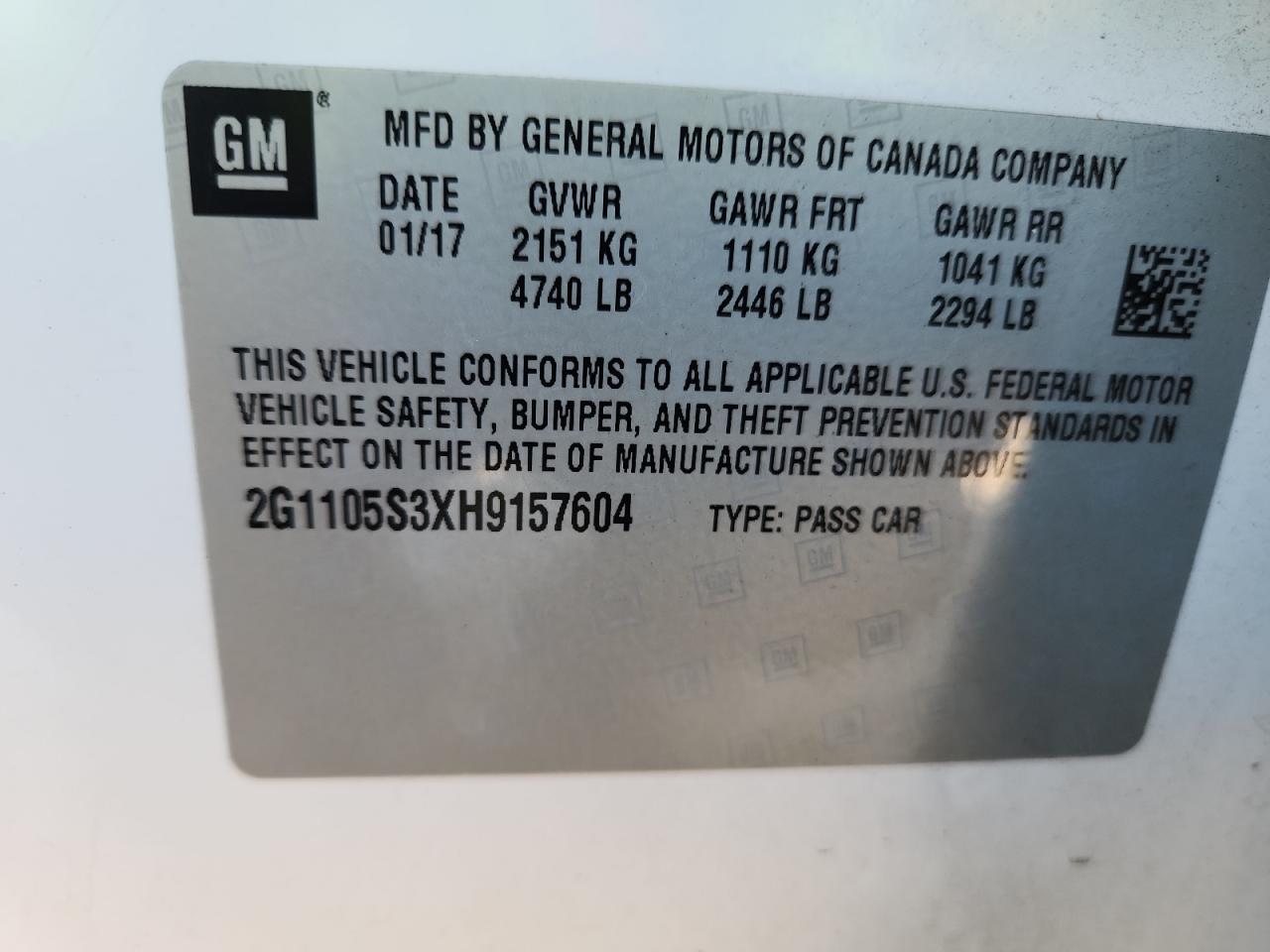 2017 CHEVROLET IMPALA