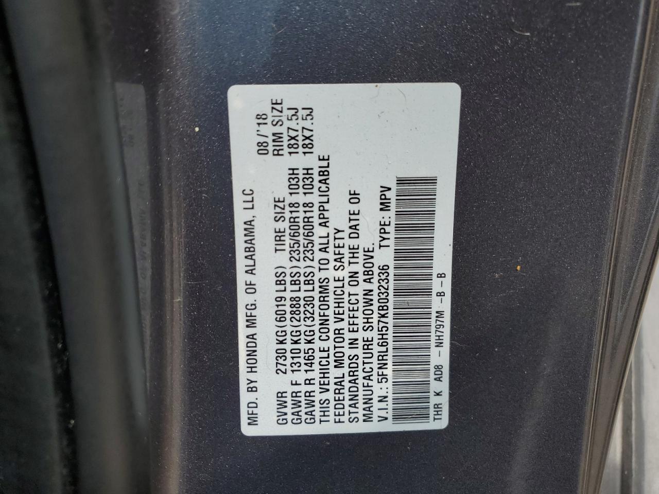 2019 HONDA ODYSSEY