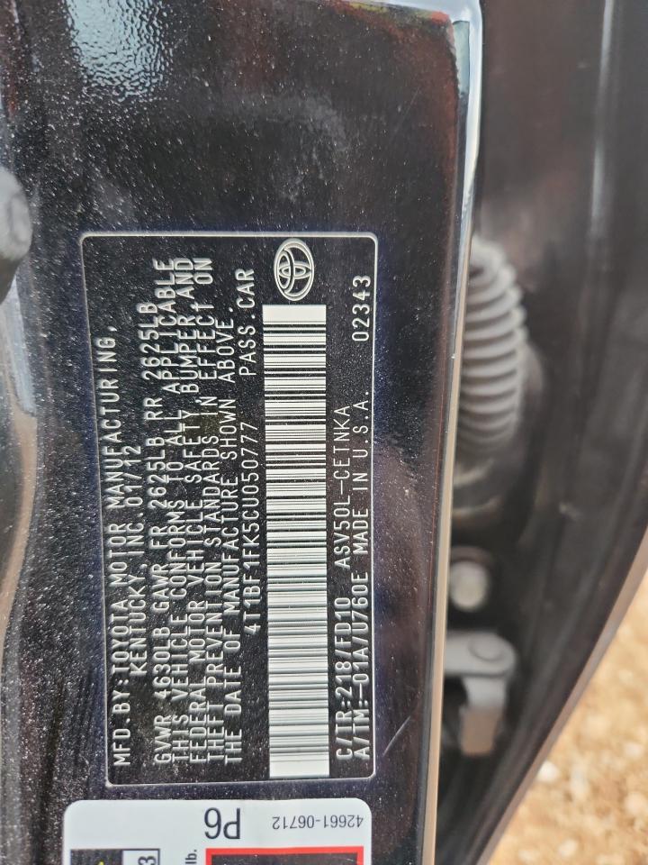 2012 TOYOTA CAMRY