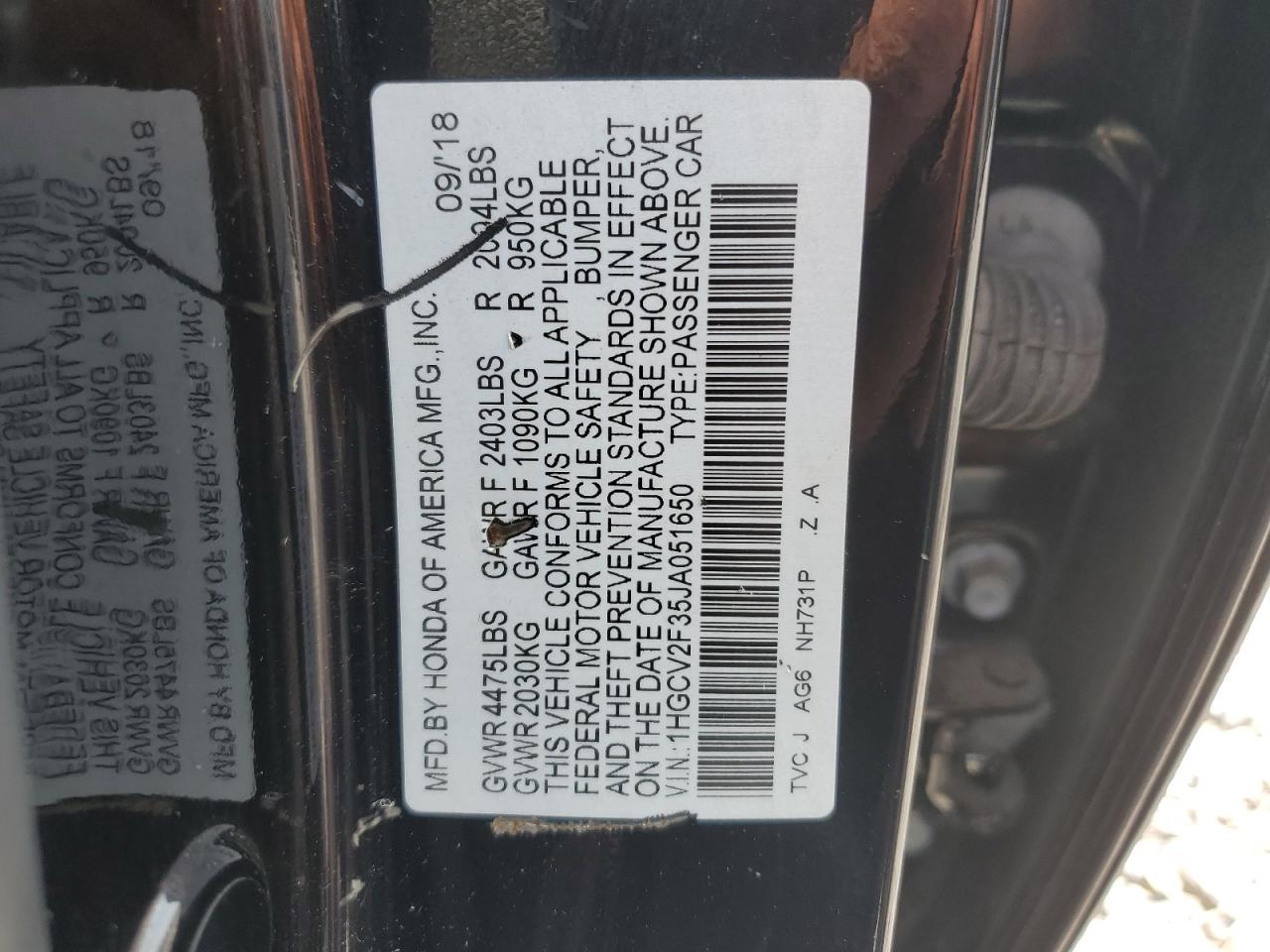 2018 HONDA ACCORD