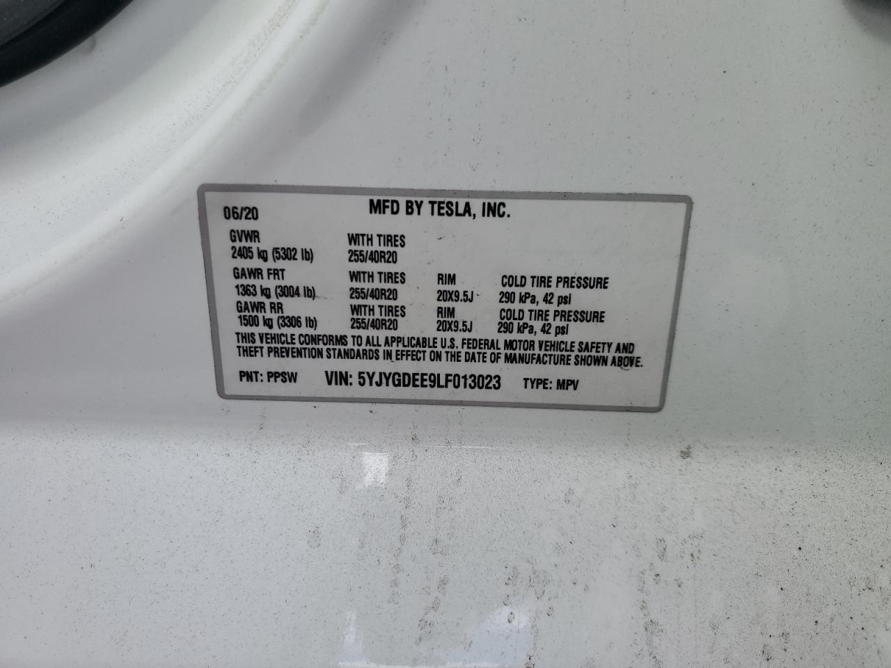 2020 TESLA MODEL Y