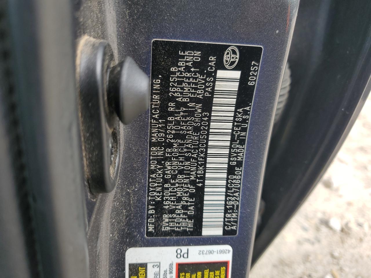 2012 TOYOTA CAMRY