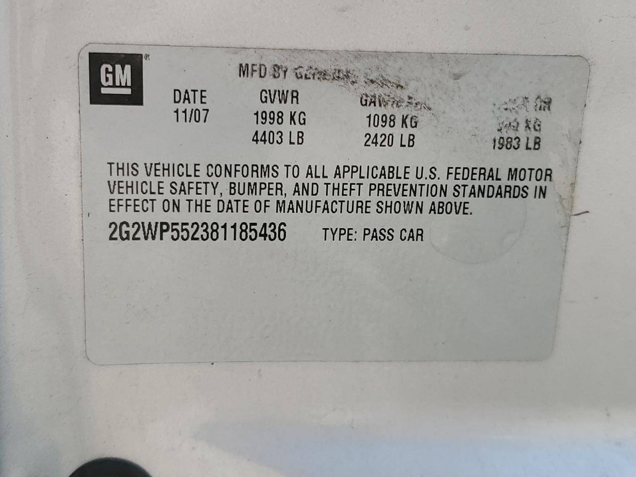 2008 PONTIAC Grand Prix