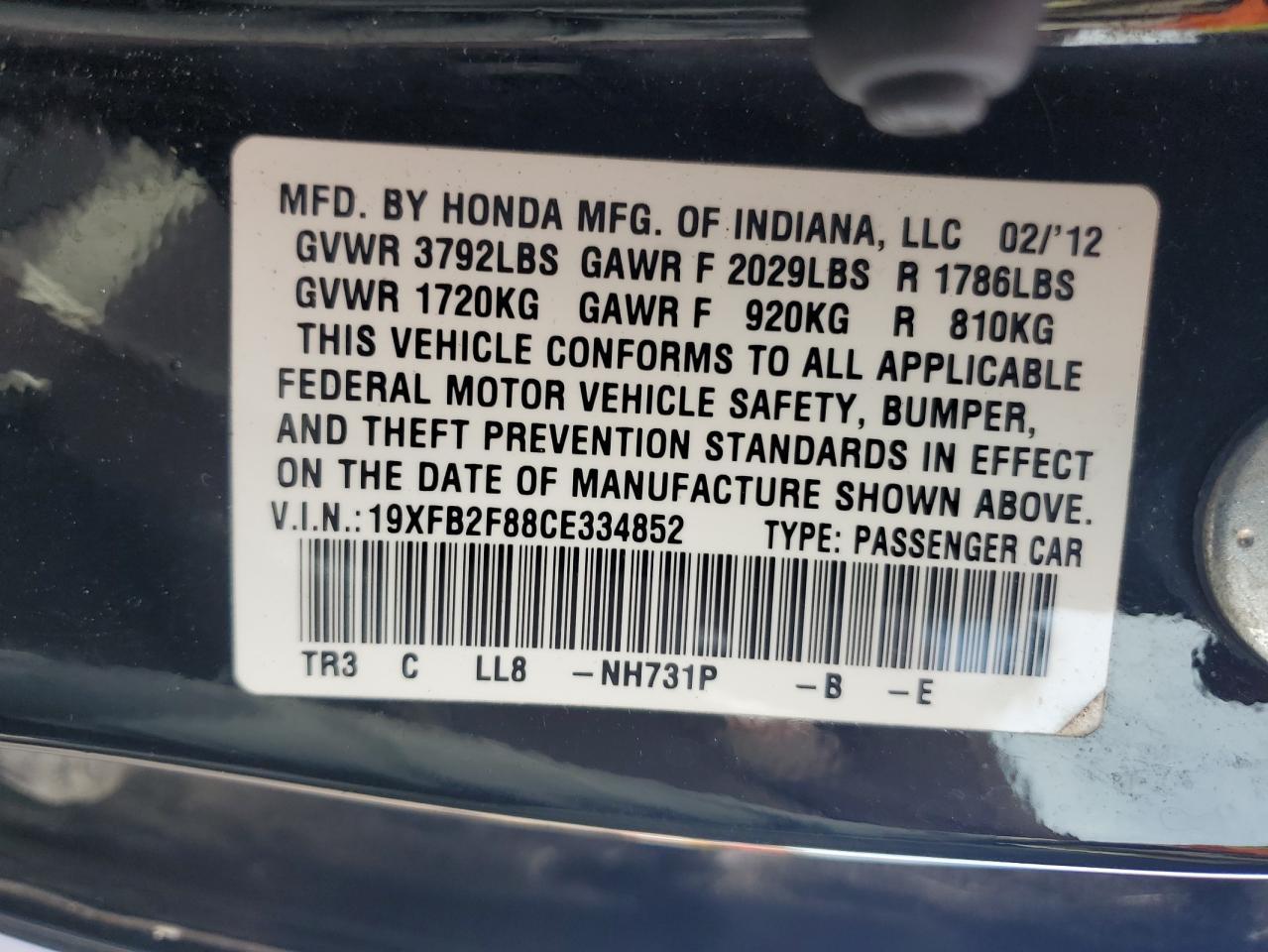 2012 HONDA CIVIC