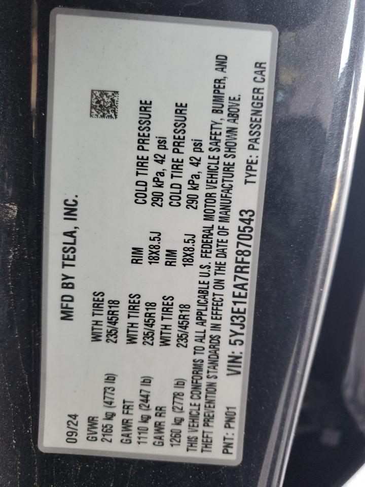 2024 TESLA MODEL 3