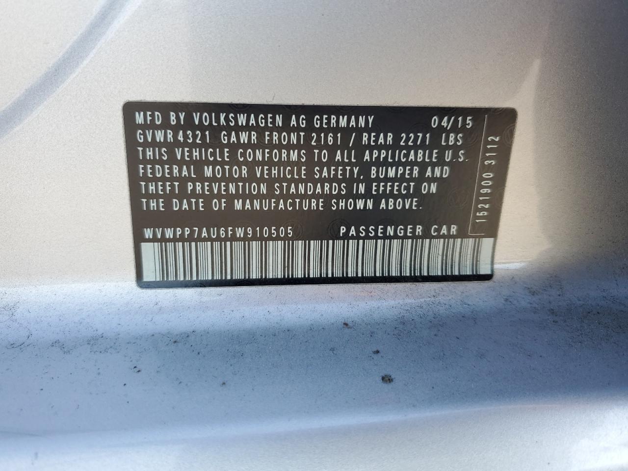 2015 VOLKSWAGEN e-Golf