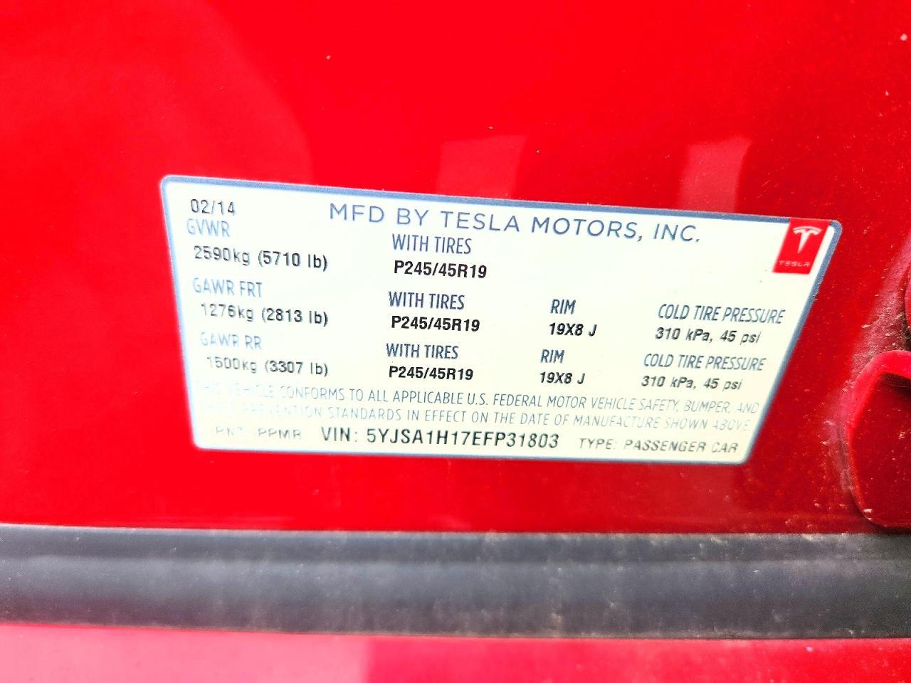 2014 TESLA MODEL S
