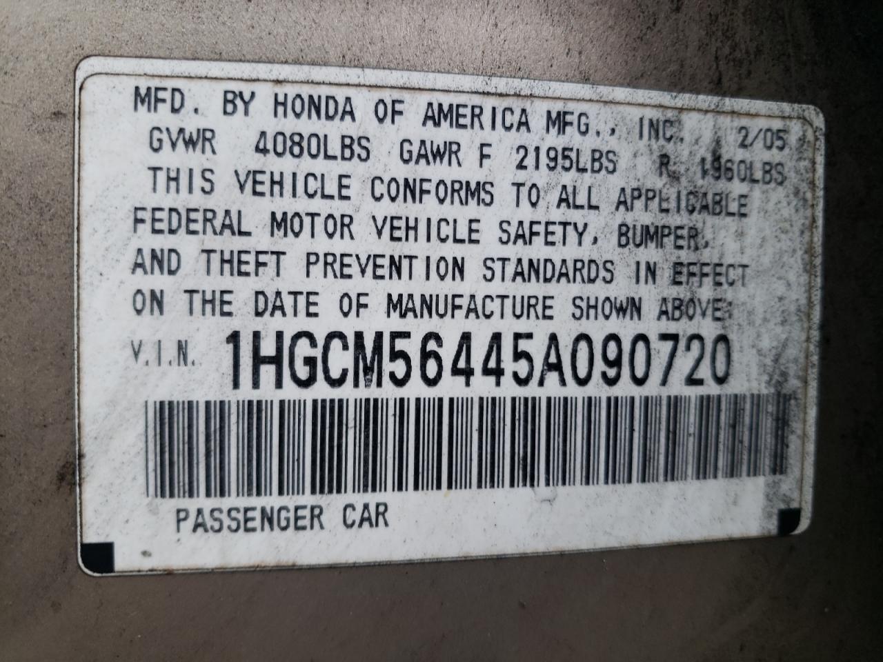 2005 HONDA ACCORD
