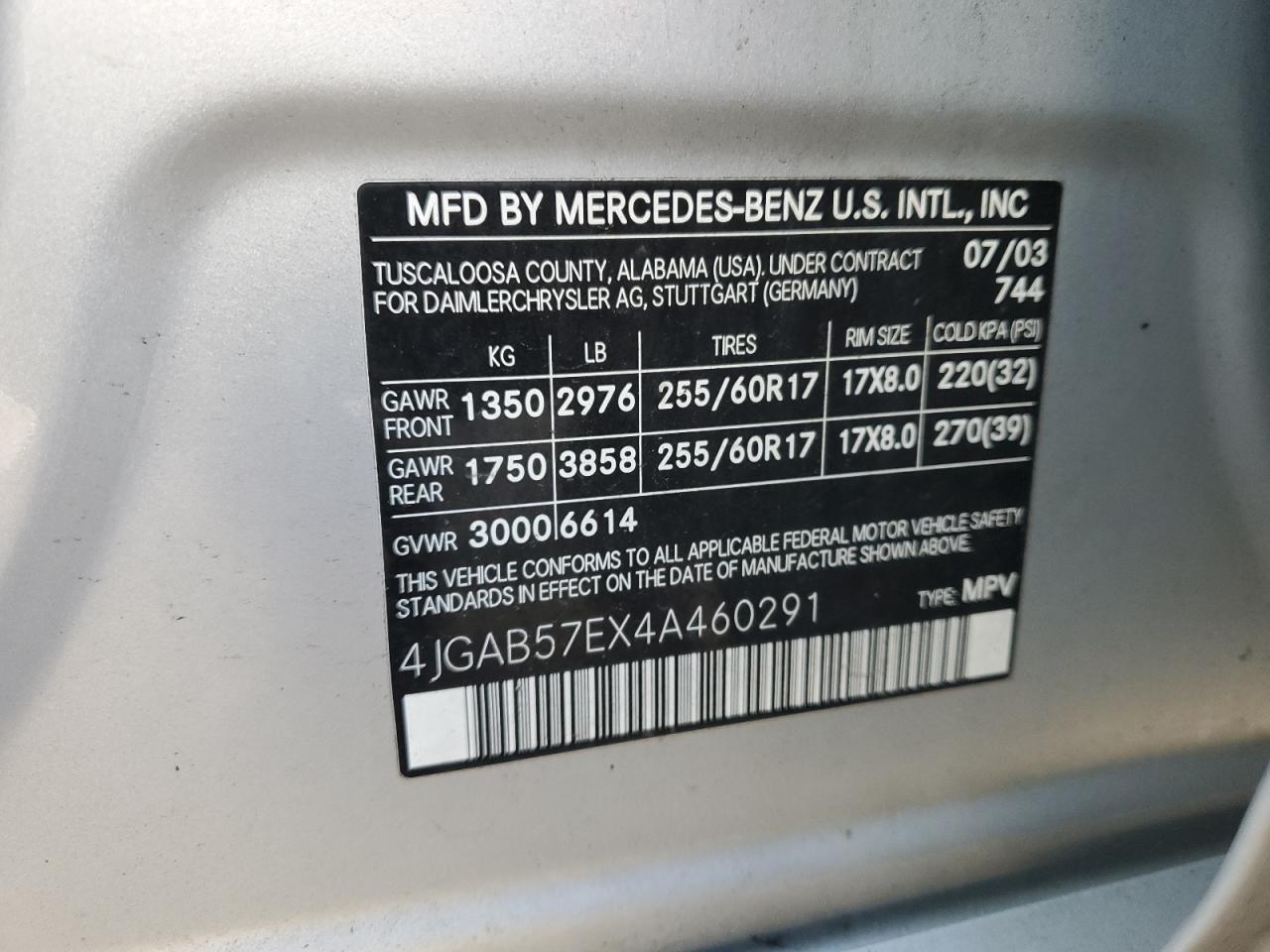 2004 MERCEDES-BENZ ML-Class