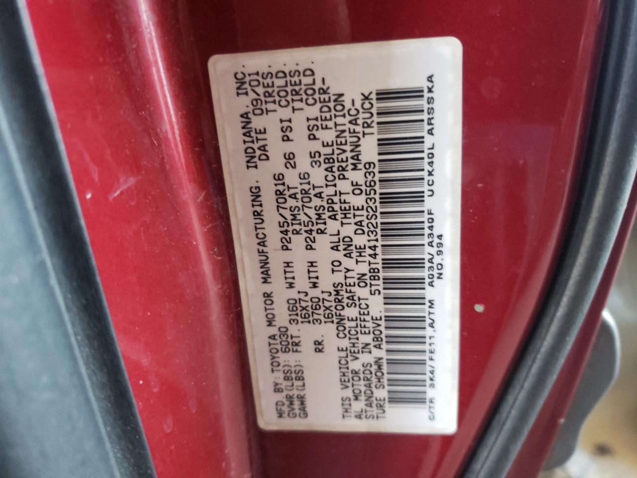 2002 TOYOTA TUNDRA
