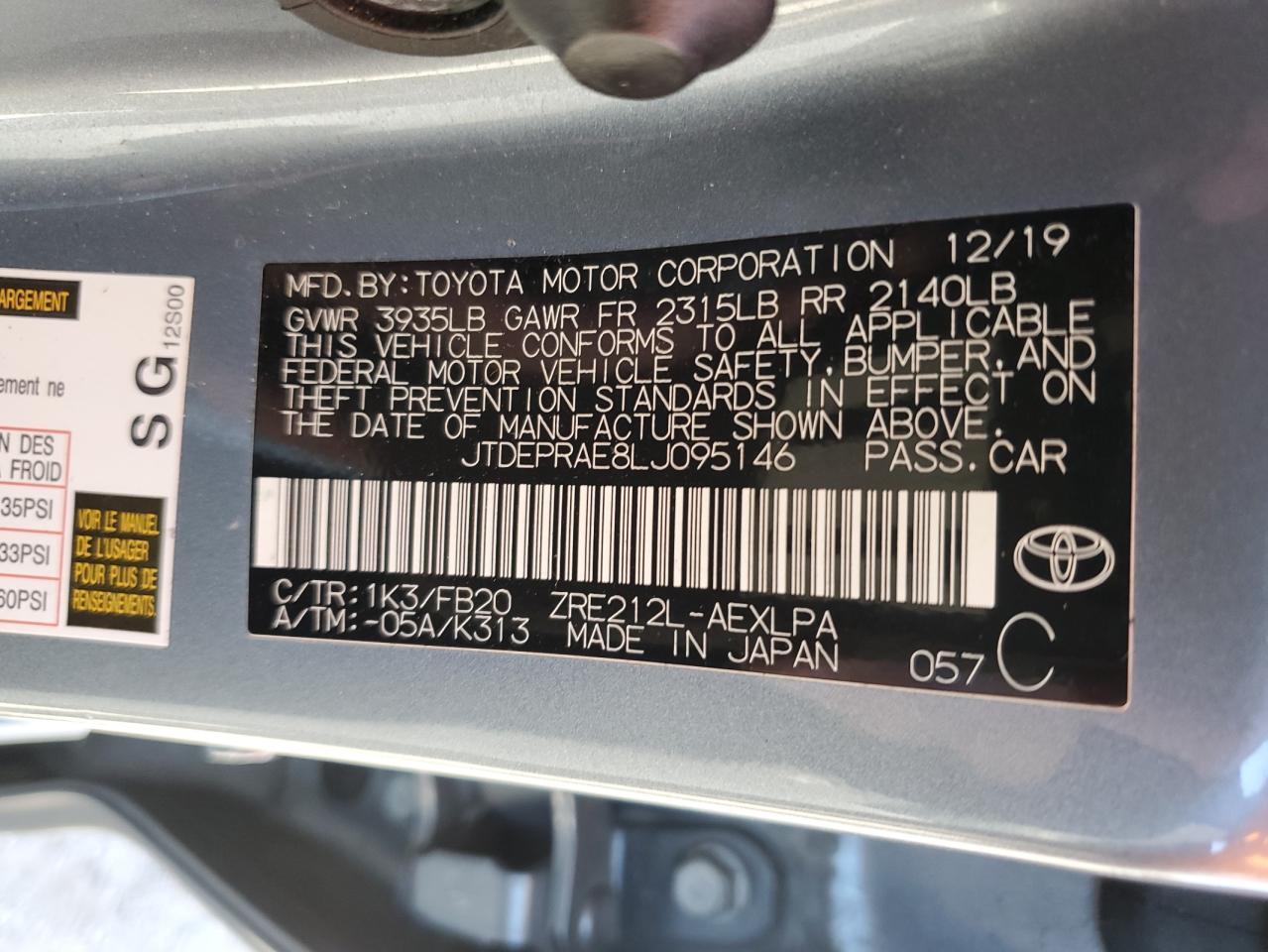 2020 TOYOTA COROLLA