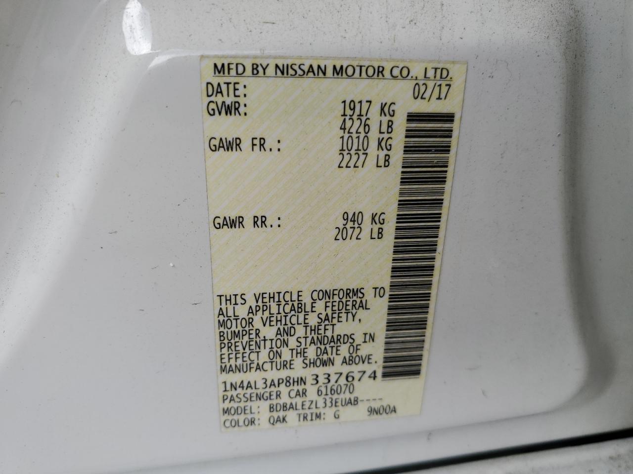 2017 NISSAN ALTIMA