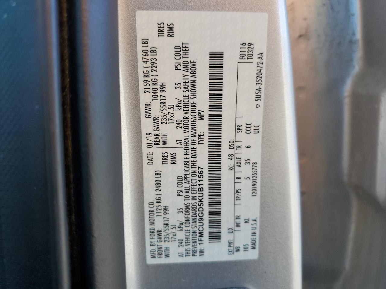 2019 FORD ESCAPE
