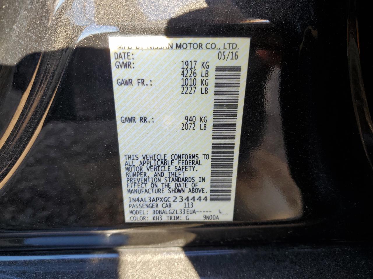 2016 NISSAN ALTIMA