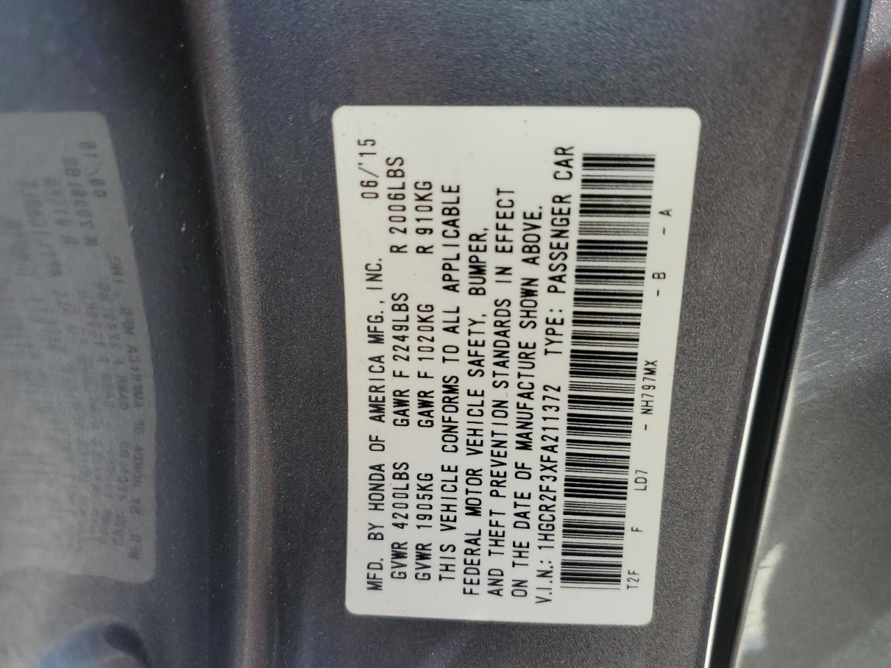 2015 HONDA ACCORD