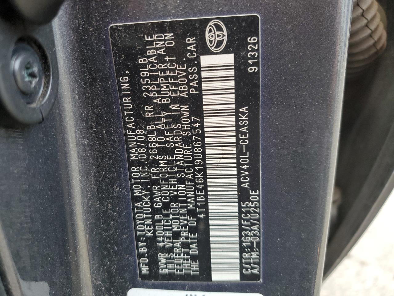 2009 TOYOTA CAMRY