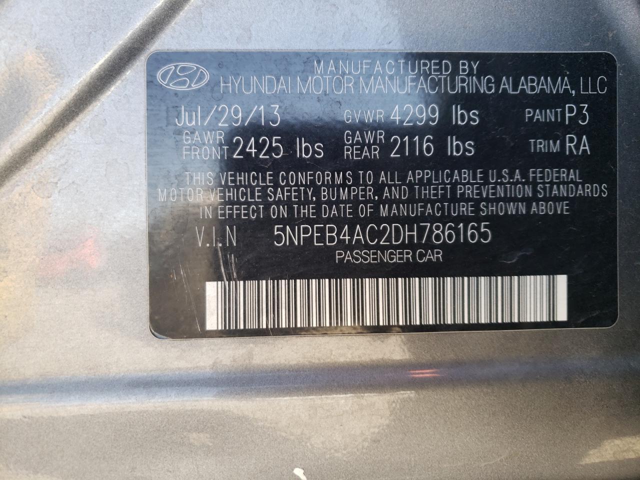 2013 HYUNDAI SONATA