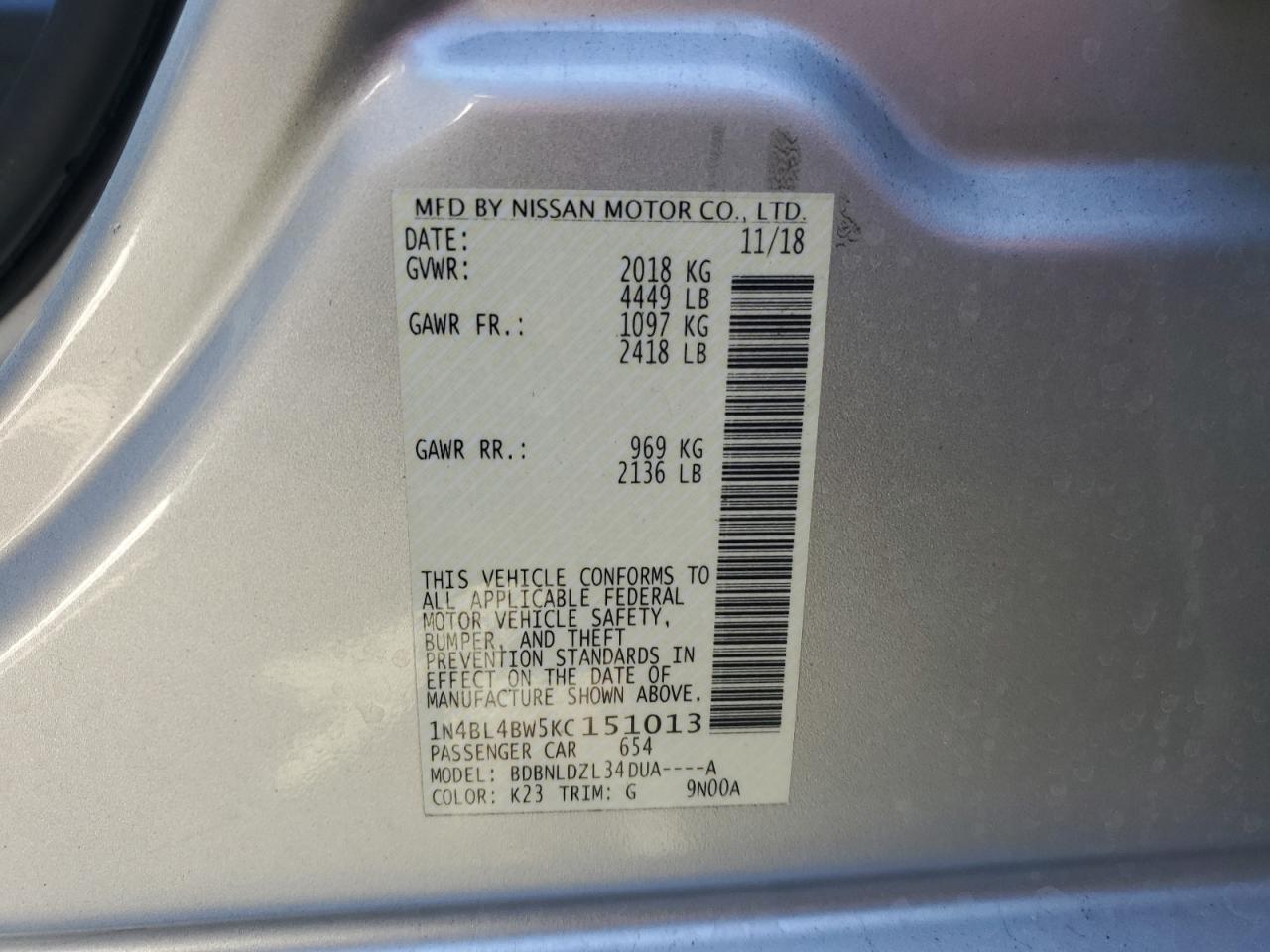 2019 NISSAN ALTIMA