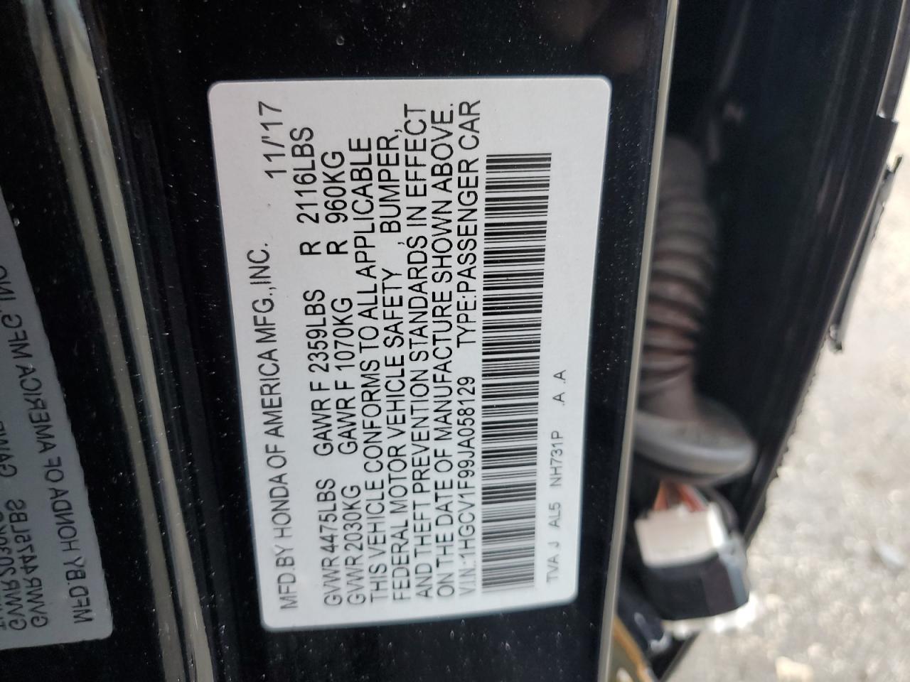 2018 HONDA ACCORD