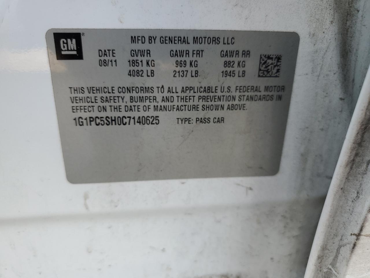 2012 CHEVROLET CRUZE