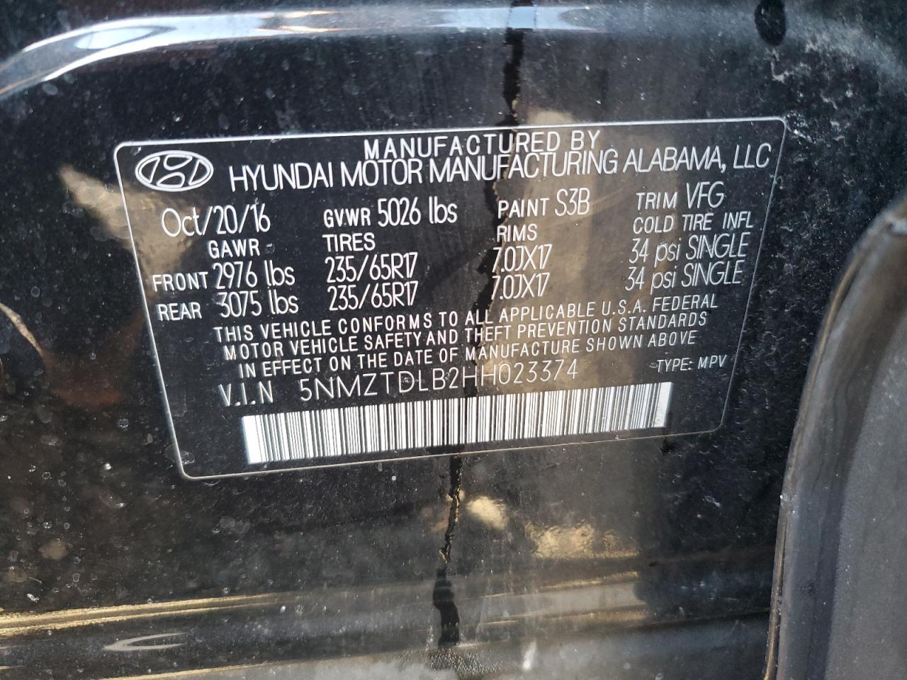 2017 HYUNDAI SANTA FE