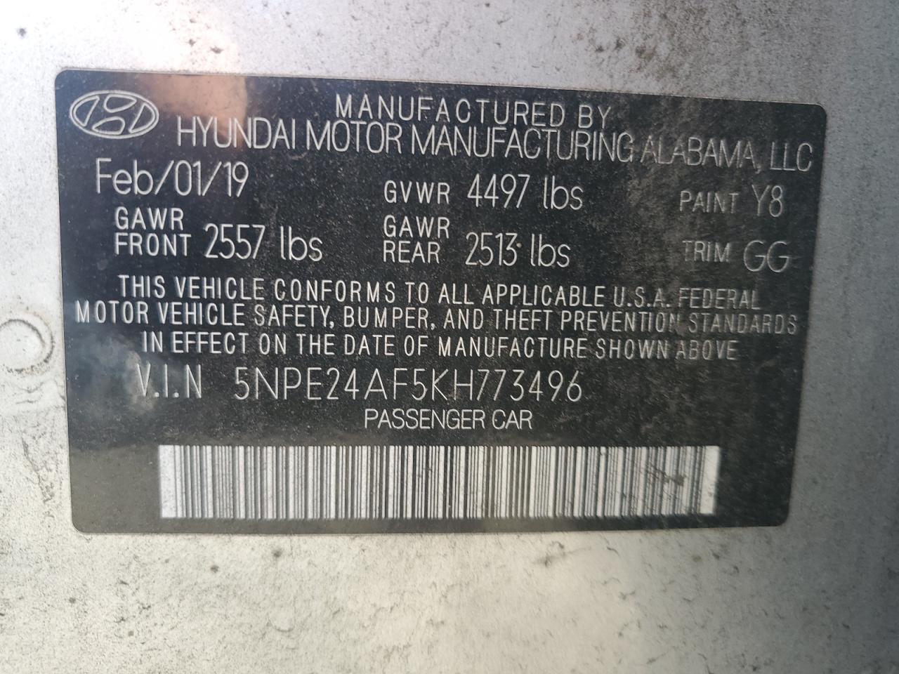 2019 HYUNDAI SONATA