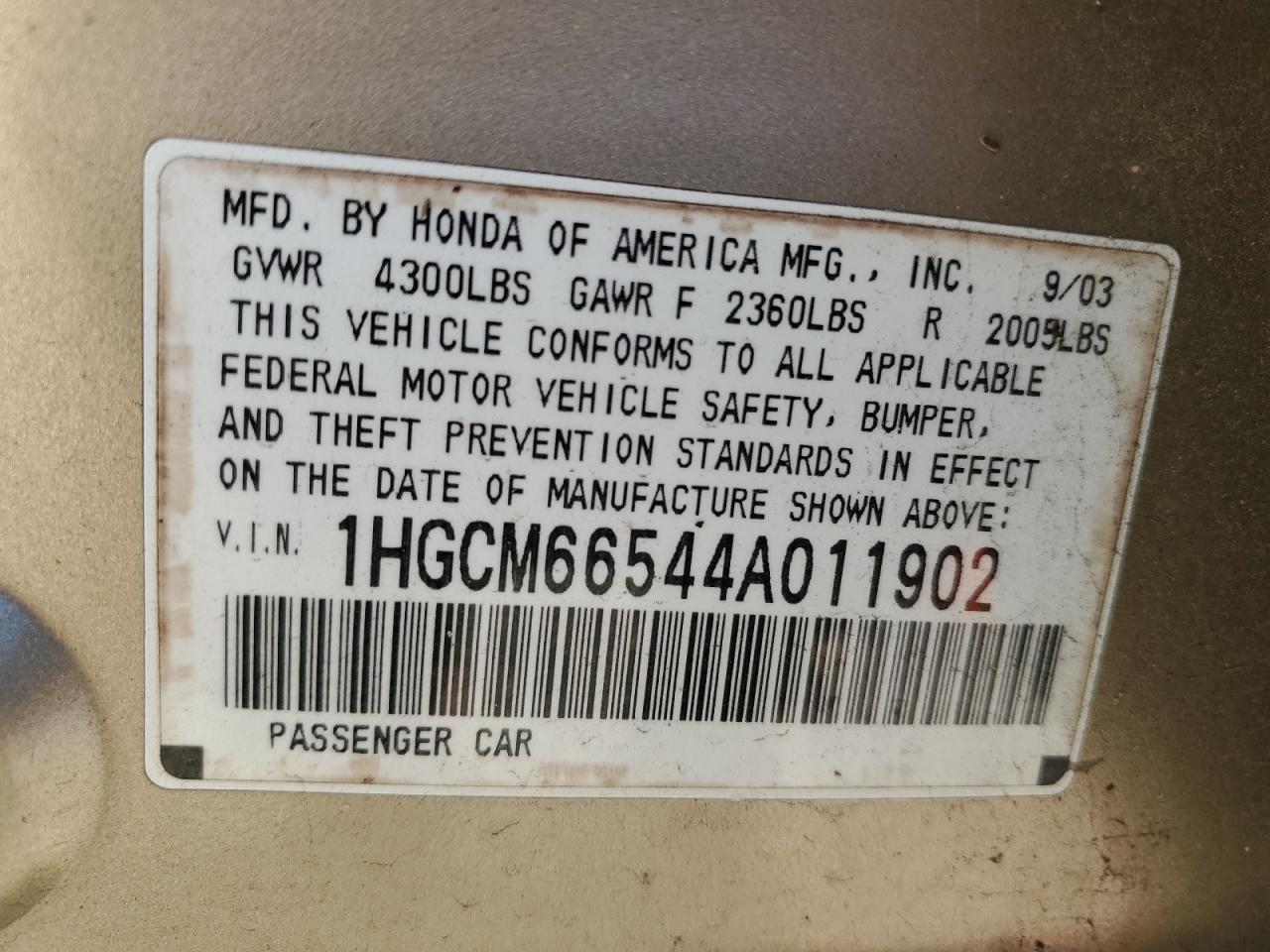 2004 HONDA ACCORD