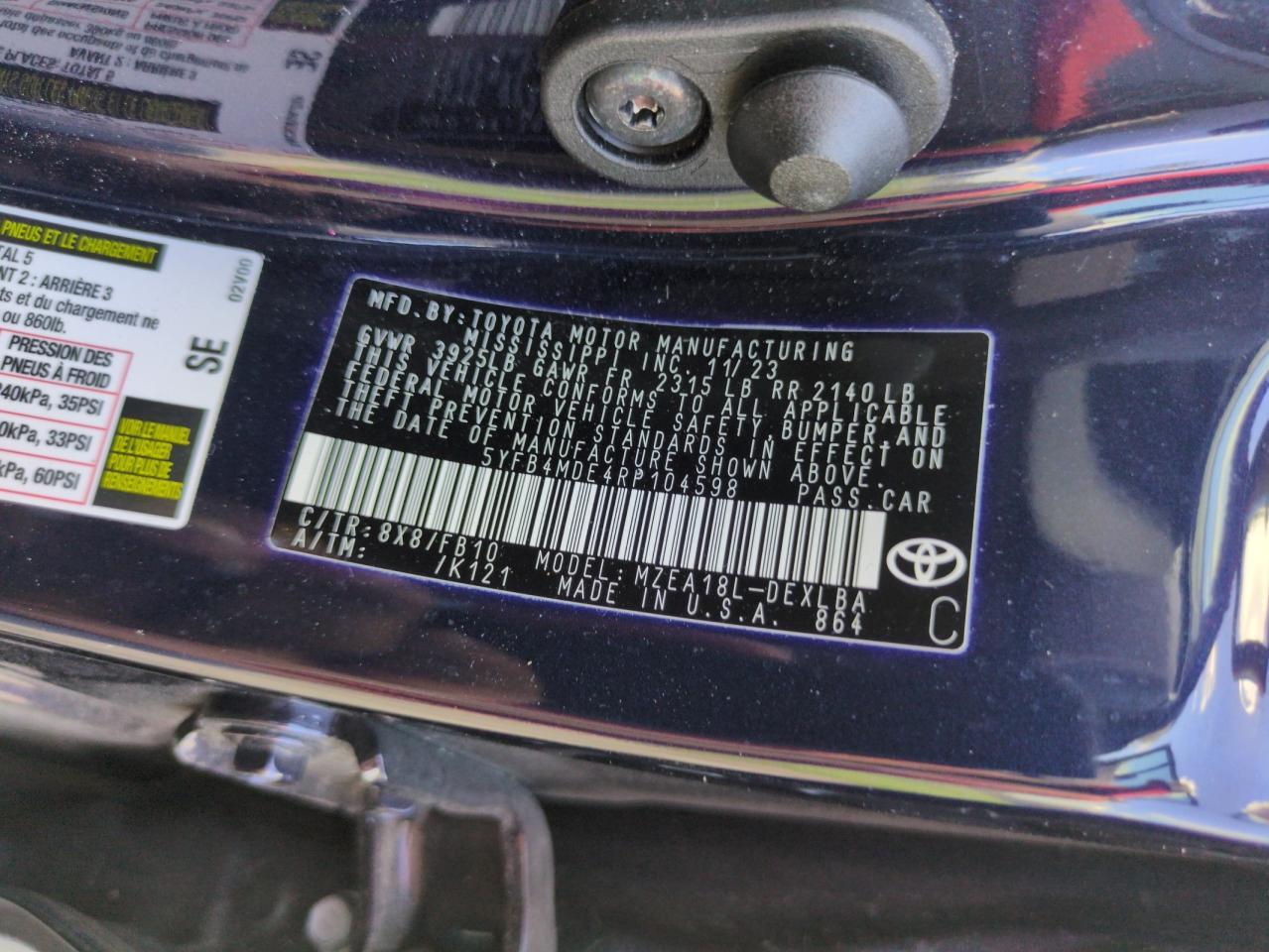 2024 TOYOTA COROLLA