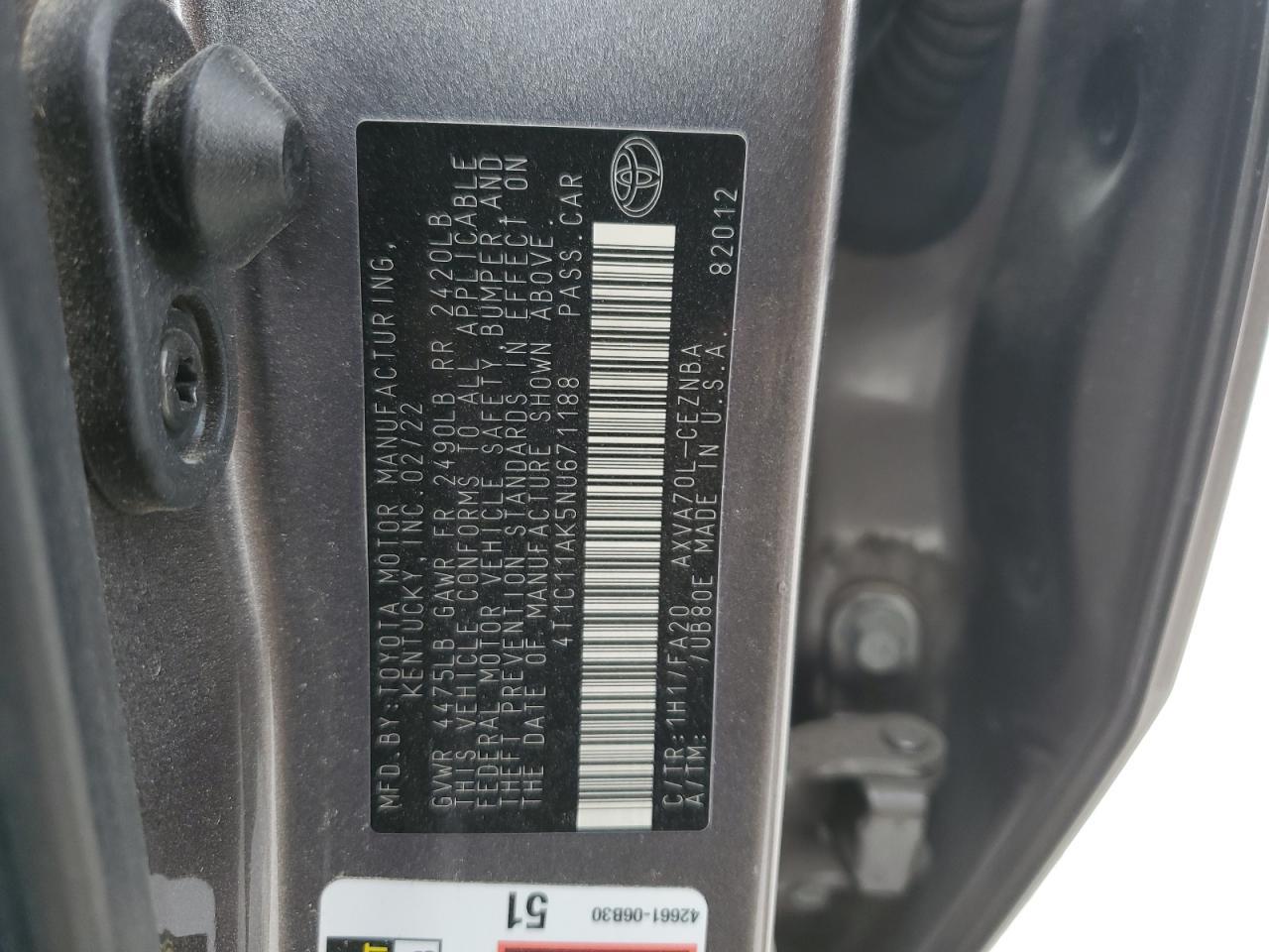 2022 TOYOTA CAMRY