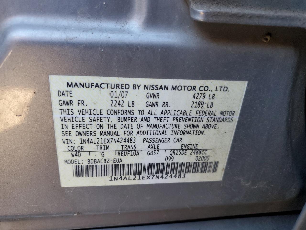 2007 NISSAN ALTIMA