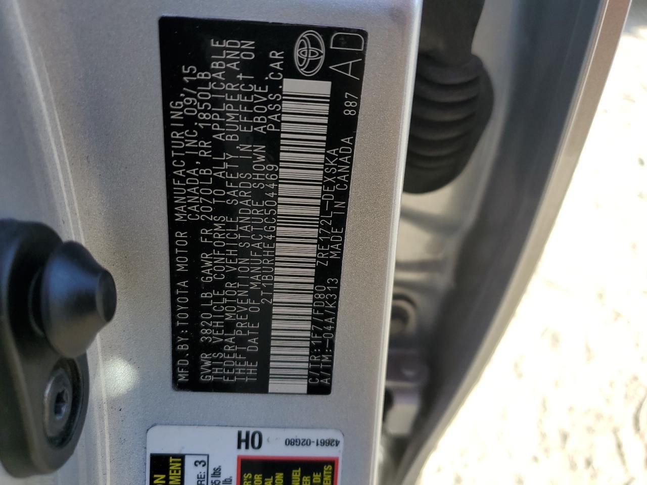 2016 TOYOTA COROLLA