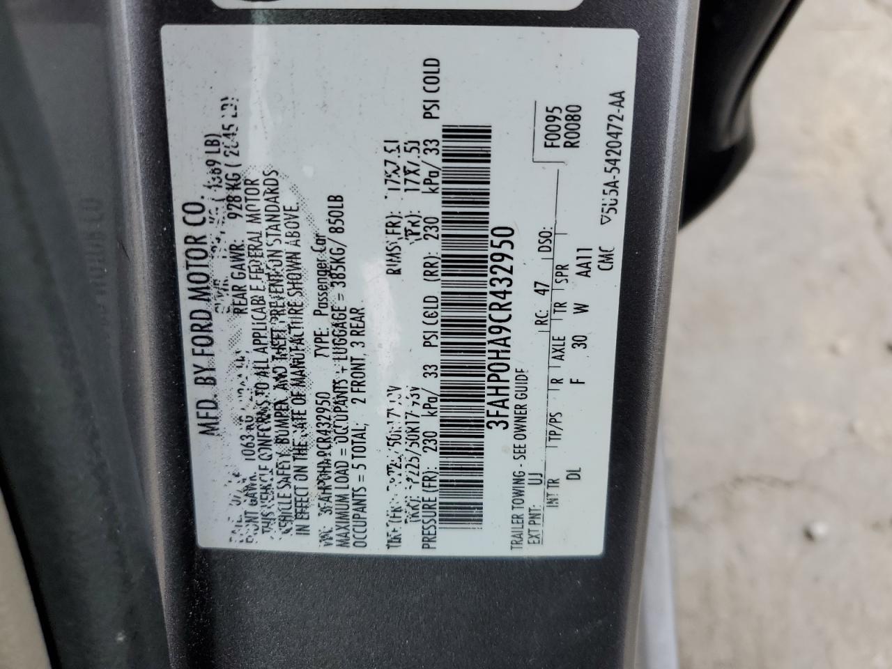 2012 FORD FUSION