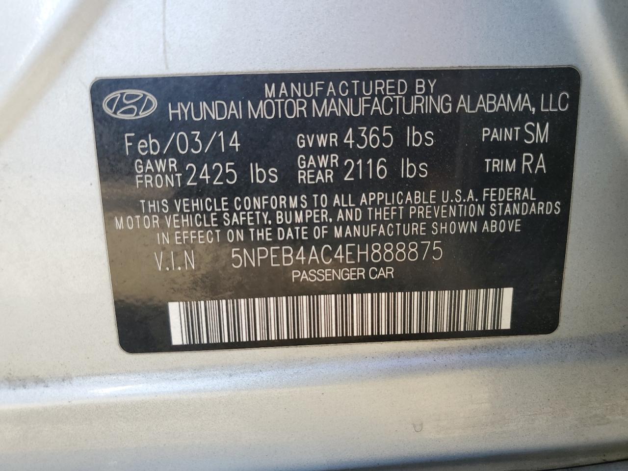 2014 HYUNDAI SONATA