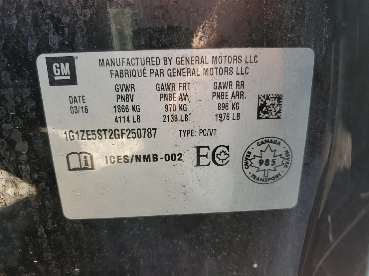 2016 CHEVROLET MALIBU