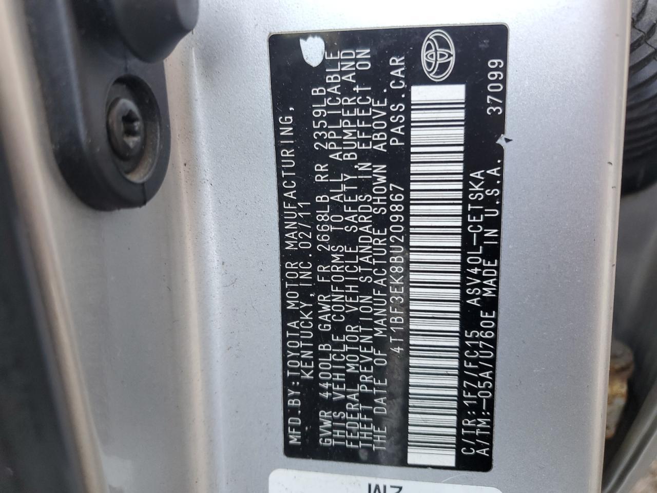 2011 TOYOTA CAMRY