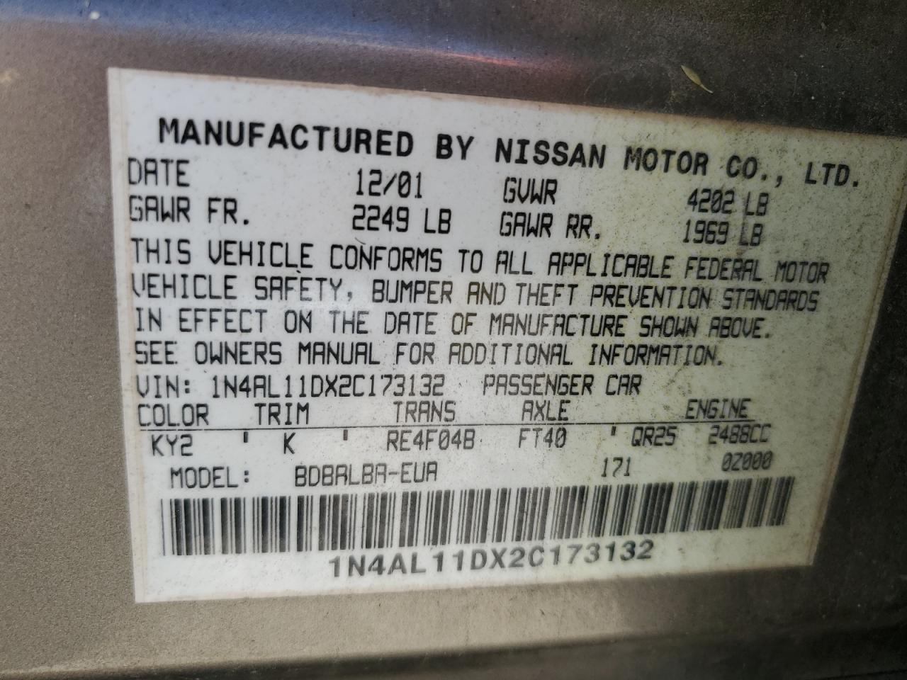 2002 NISSAN ALTIMA