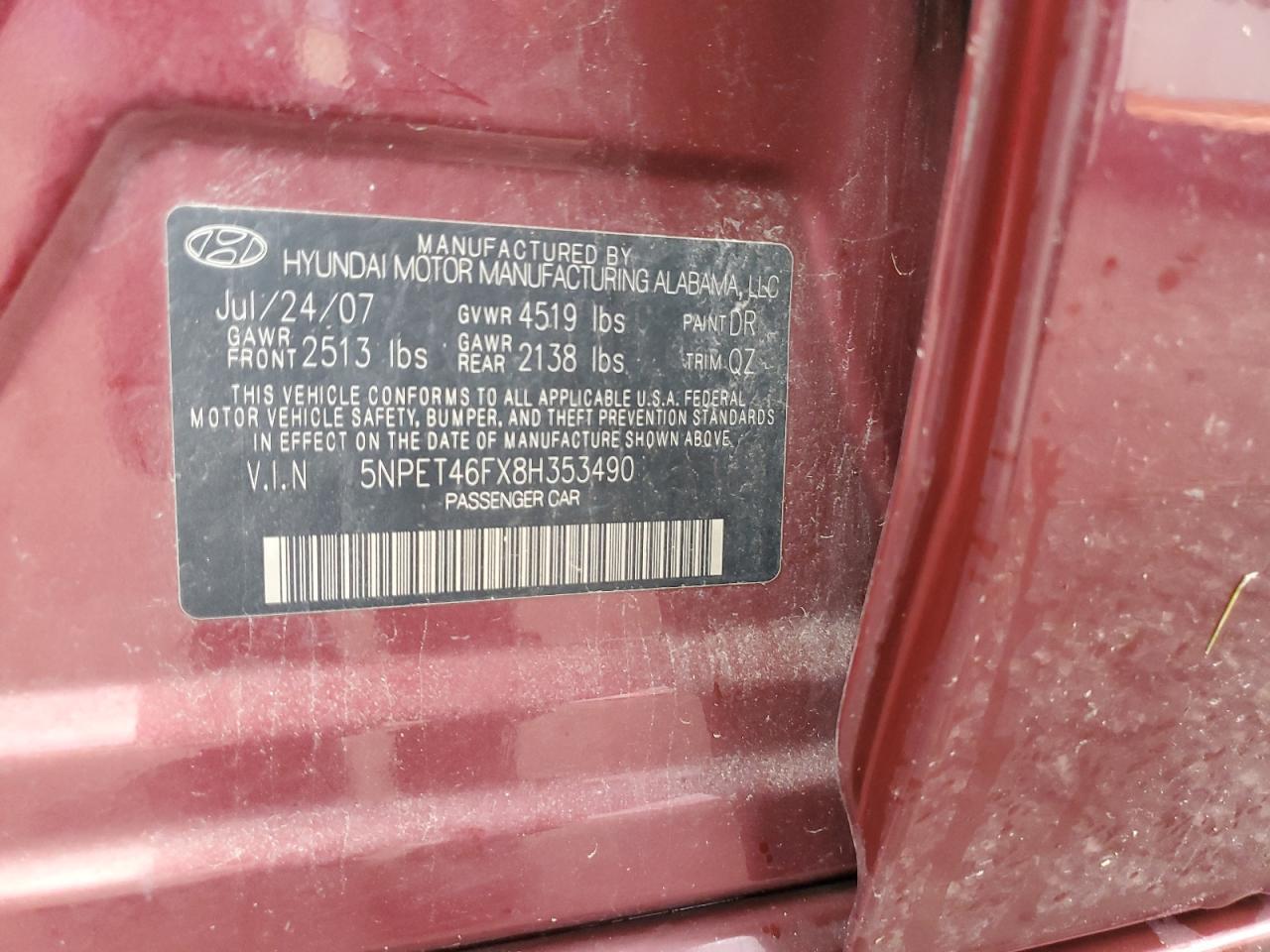 2008 HYUNDAI SONATA