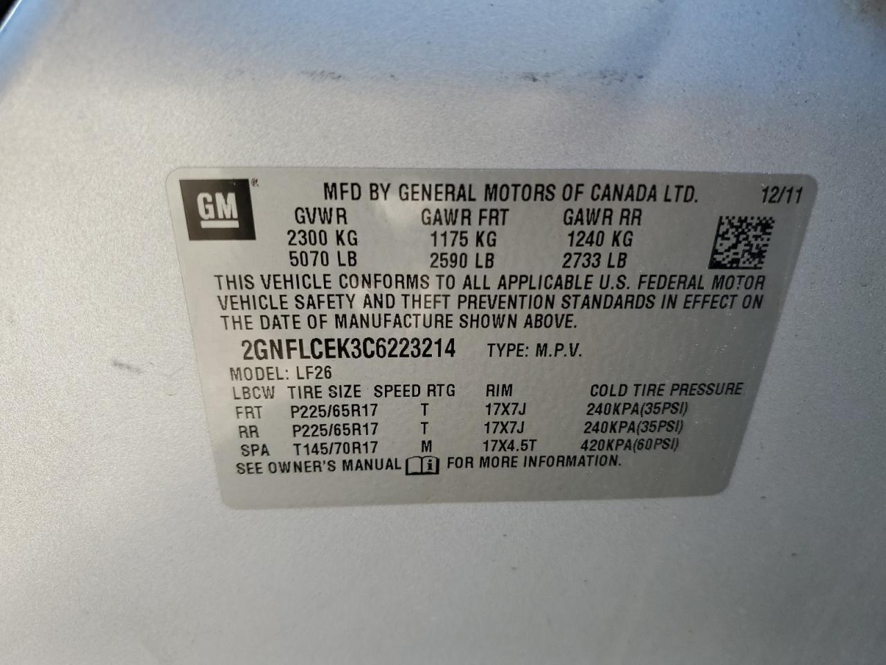 2012 CHEVROLET EQUINOX