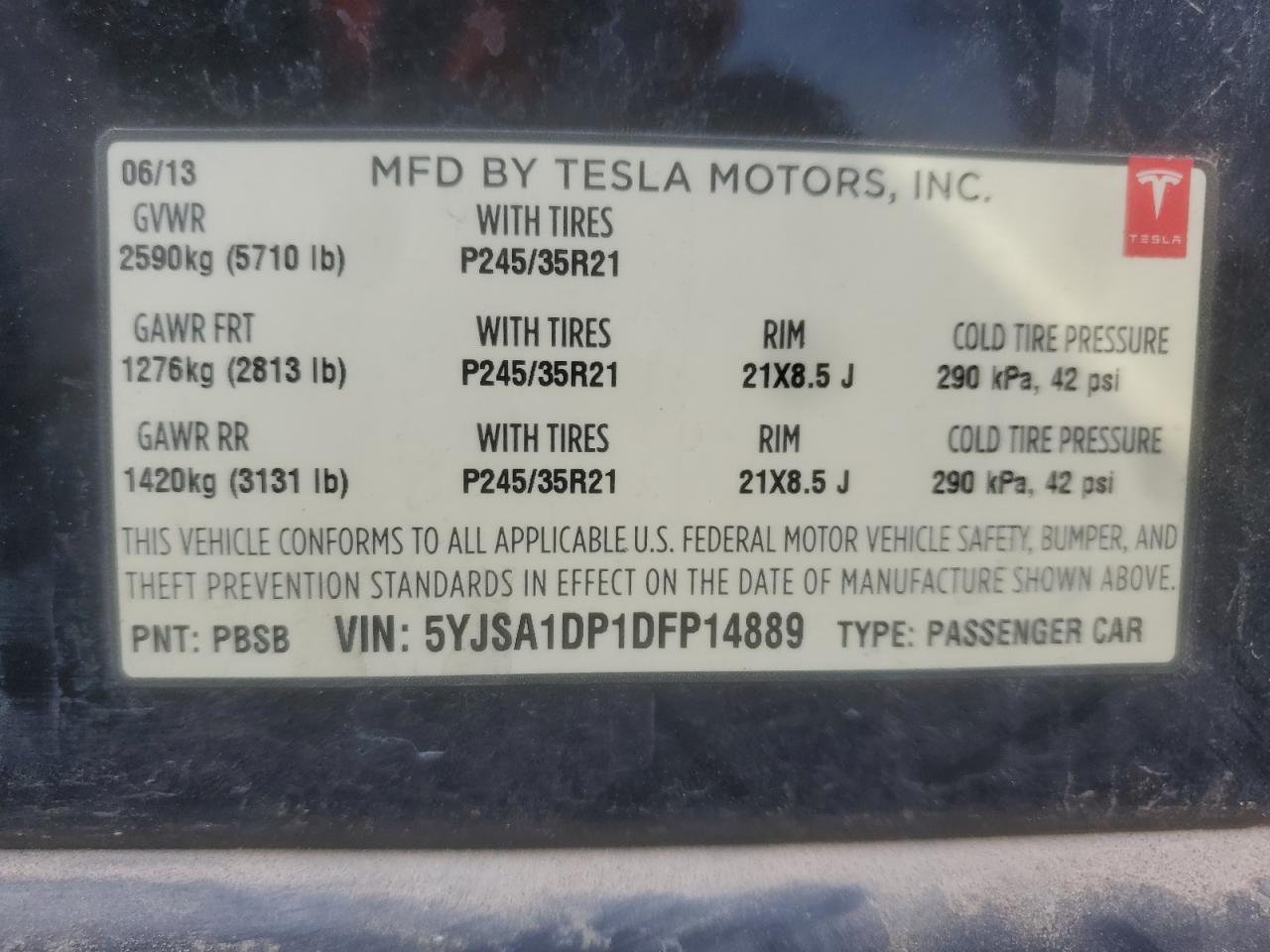 2013 TESLA MODEL S